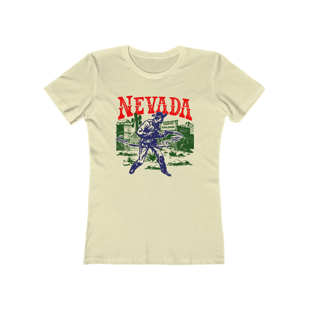 Nevada Wild West Ghost Town Gunslinger Ladies Premium Cream Cotton T-shirt Solid Natural