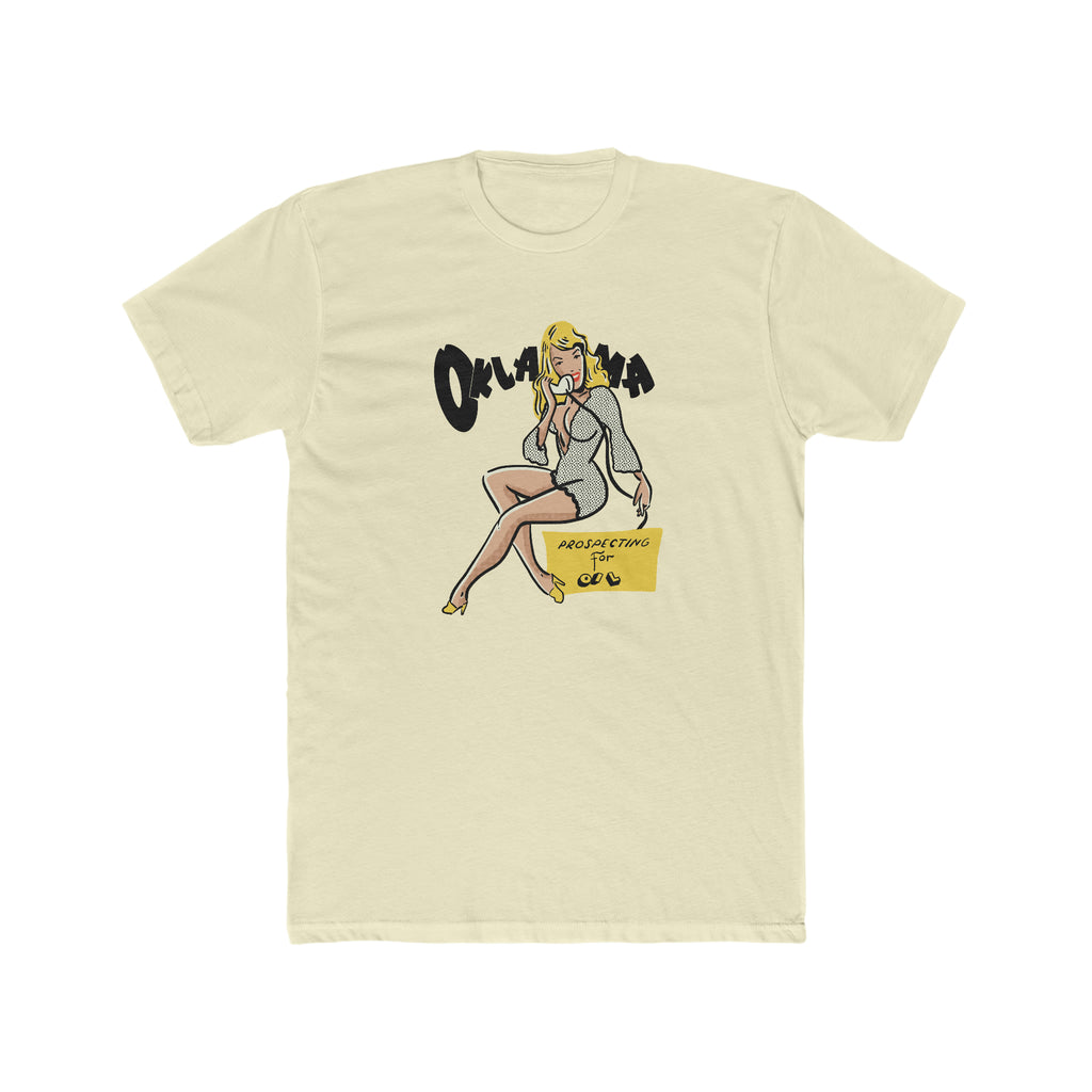 Oklahoma Pin Up Men's Cream T-shirt Solid Natural