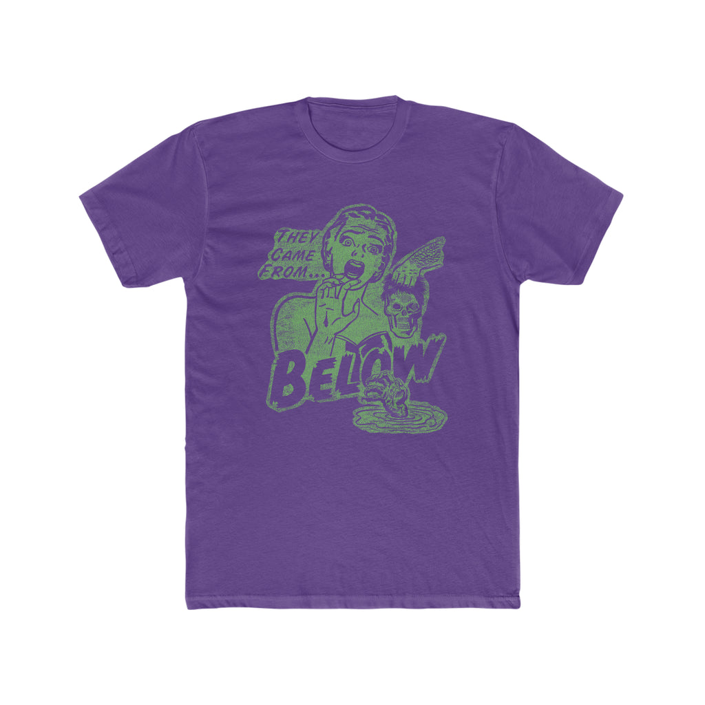 They Came From Below Spooky Men's Premium Cotton T-shirt in 3 Assorted Colors Solid Purple Rush