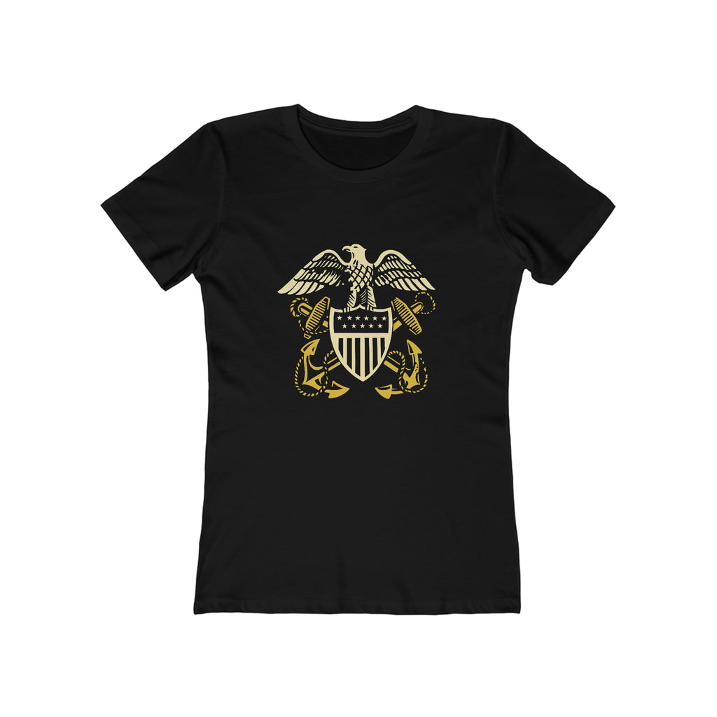 Vintage Logo US Navy Ladies T-shirt Solid Black