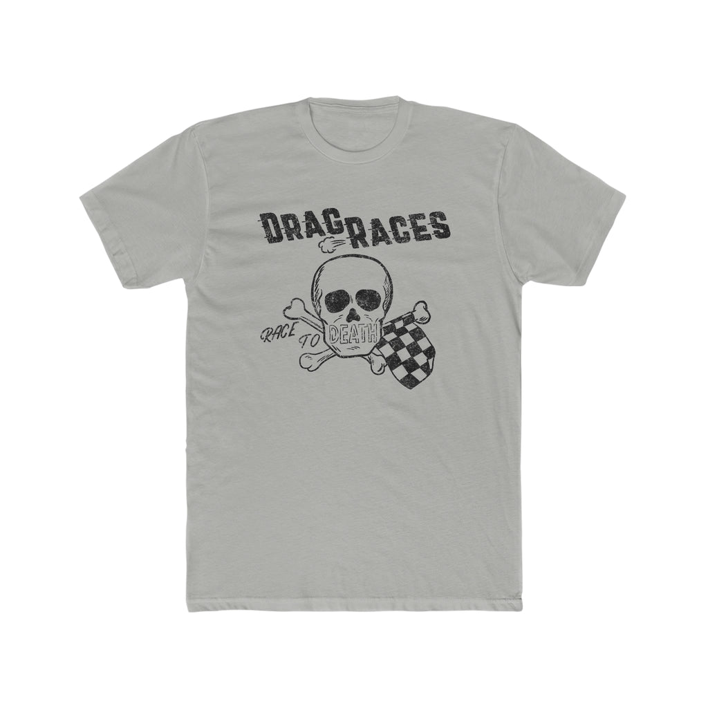 Race To Death Drag Racing for Men on Premium Cotton T-shirt in Light Assorted Colors Solid Light Grey