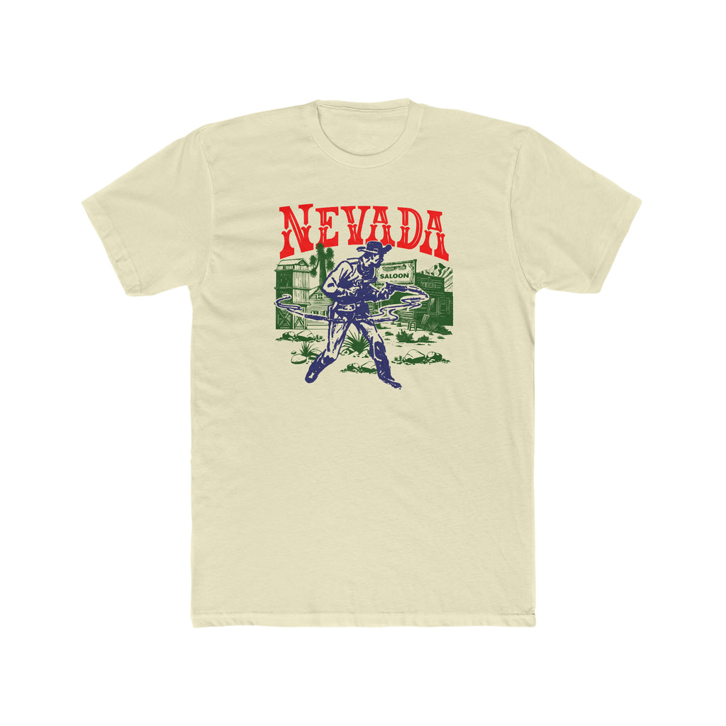 Nevada Wild West Gunslinger Retro Men's Premium Cream Cotton T-shirt Solid Natural