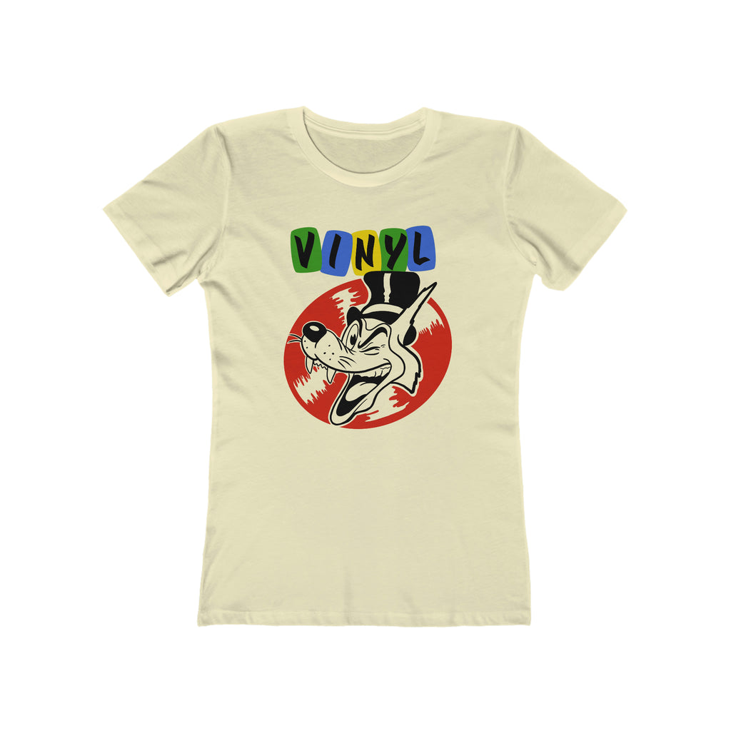 Vinyl Wolf Ladies Premium Cream Cotton T-shirt Solid Natural