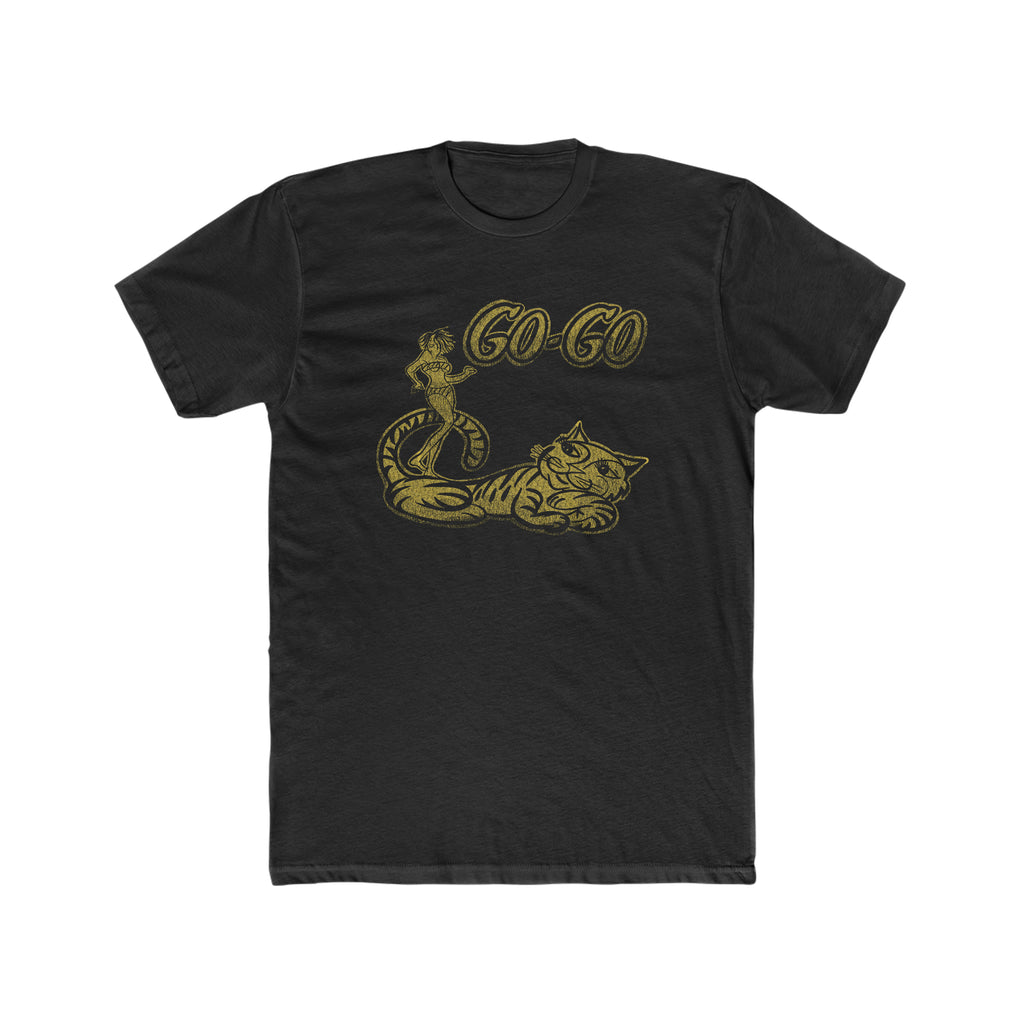 Go-Go Cat! Go-Go Dancer Men's Premium Cotton T-shirt in 3 Assorted Colors Solid Black