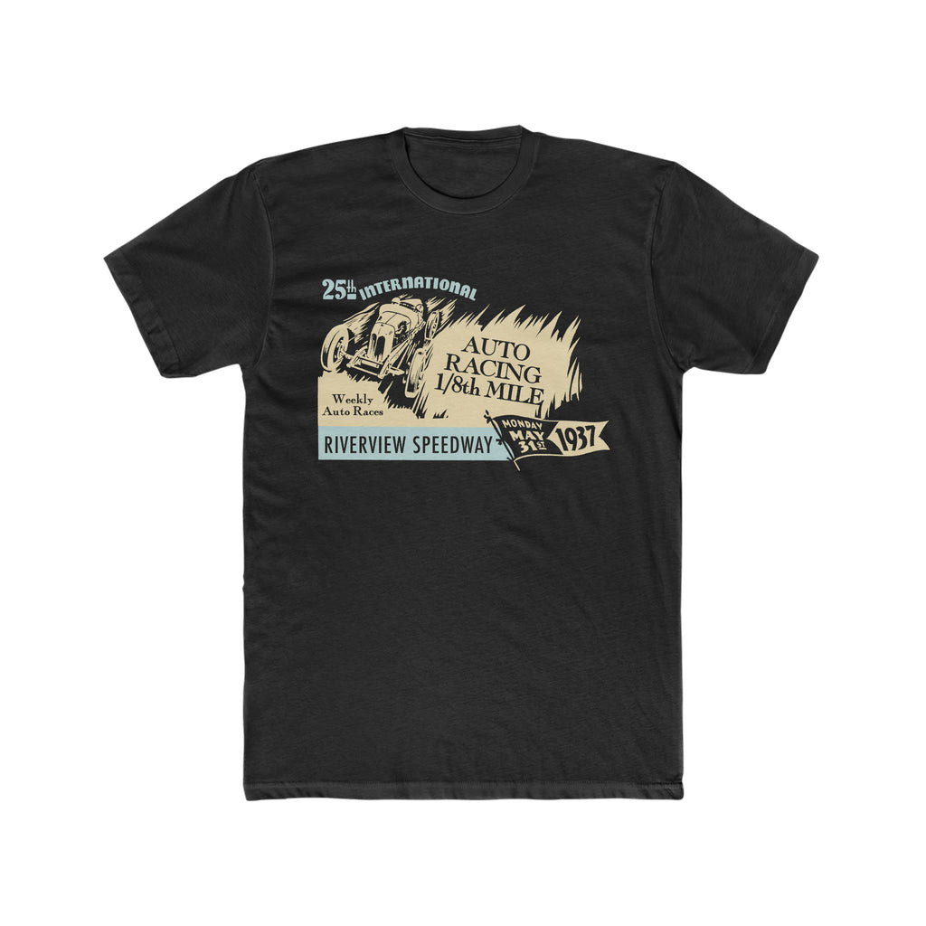 Riverview Speedway 1937 Hot Rod Men's T-shirt Solid Black