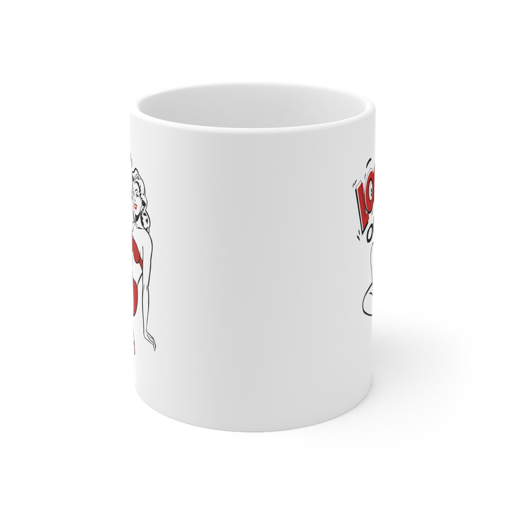 Look Out! Pin-Up White Ceramic Mug 11oz