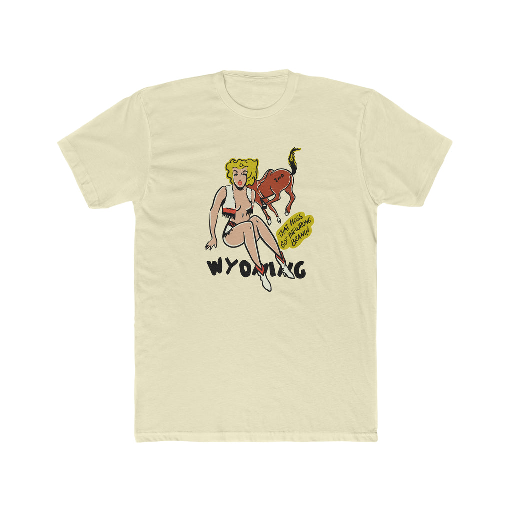 Wyoming Pin Up Men's Cream T-shirt Solid Natural