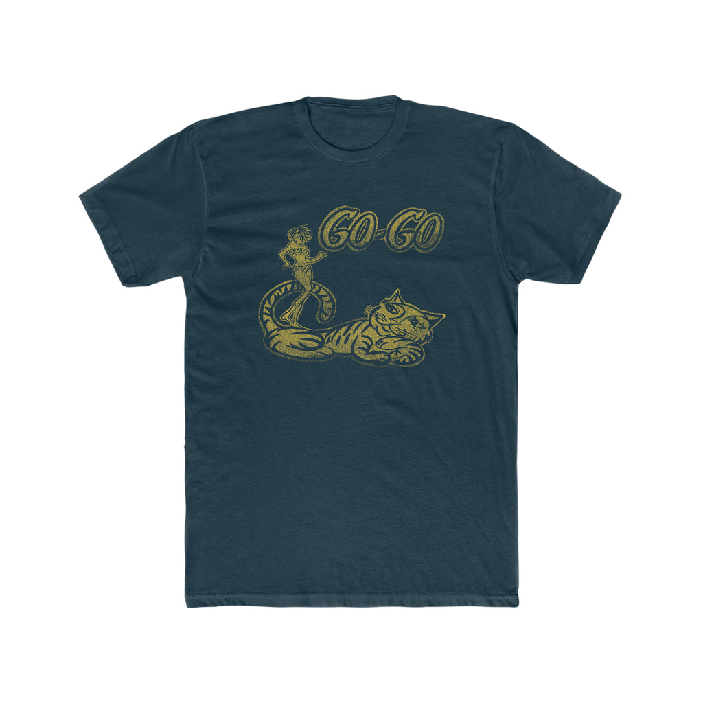 Go-Go Cat! Go-Go Dancer Men's Premium Cotton T-shirt in 3 Assorted Colors Solid Midnight Navy