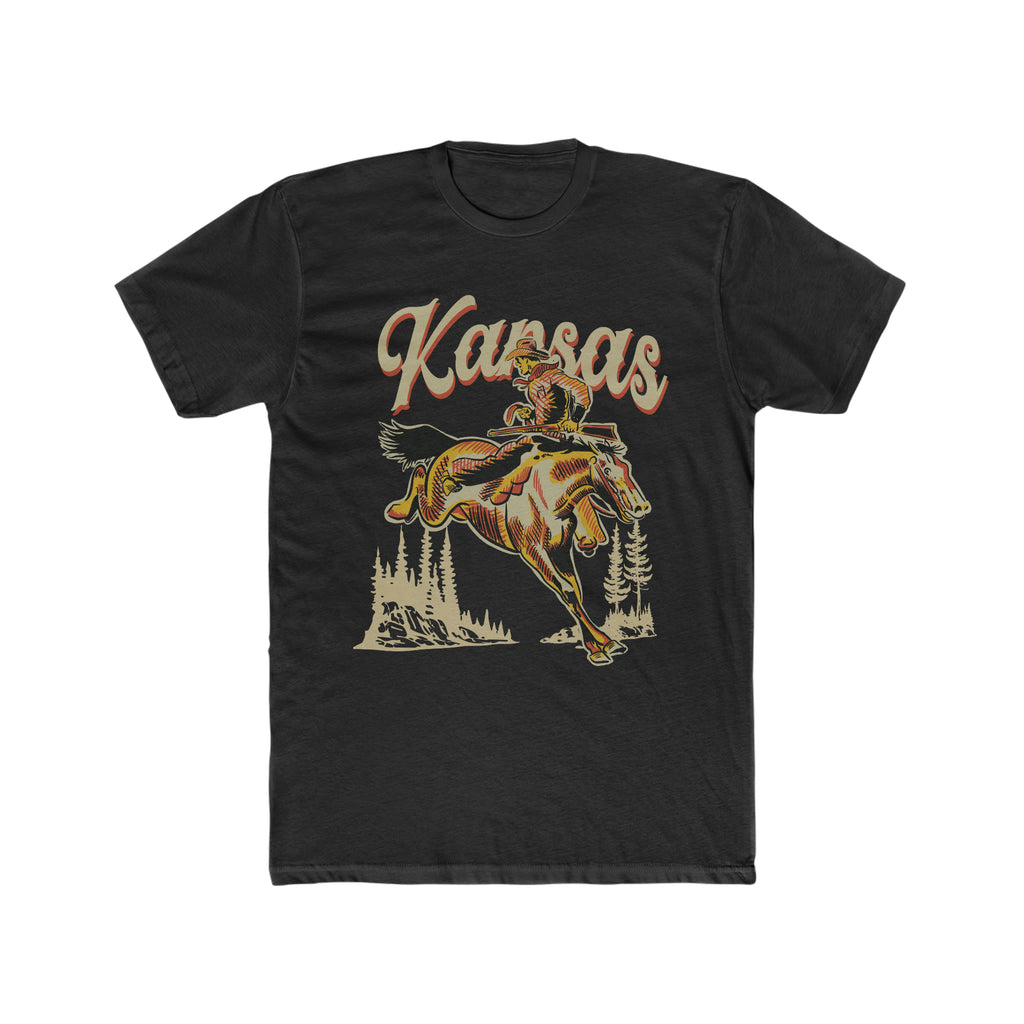 Kansas Outlaw Cowboy Men's T-shirt Solid Black