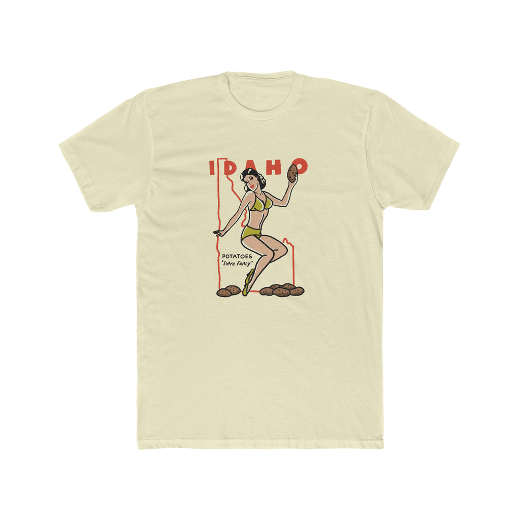 Idaho Pin Up Men's Cream T-shirt Solid Natural