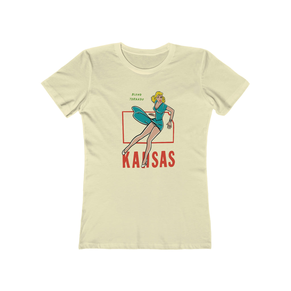 Kansas Pin Up Ladies Cream T-shirt Solid Natural