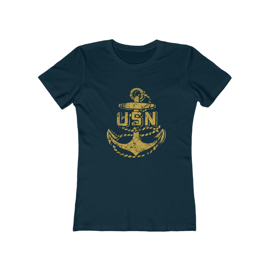 USN Vintage Logo Ladies T-shirt Solid Midnight Navy