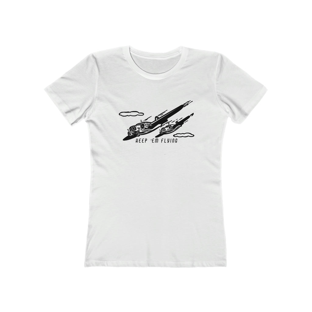 Keep Em' Flying Ladies T-shirt Solid White