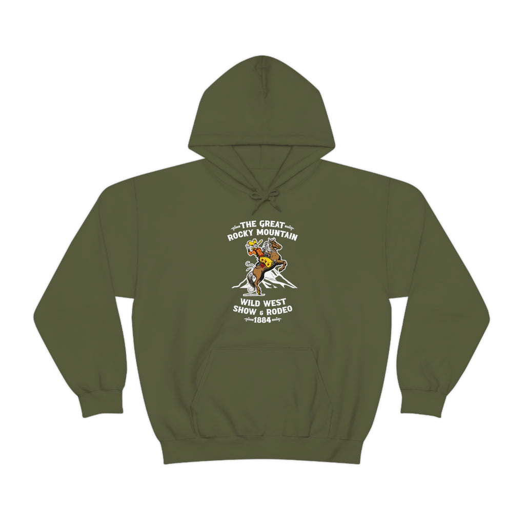 The Great Rocky Mountains Wild West Show Unisex Premium Hooded Sweatshirt Military Green