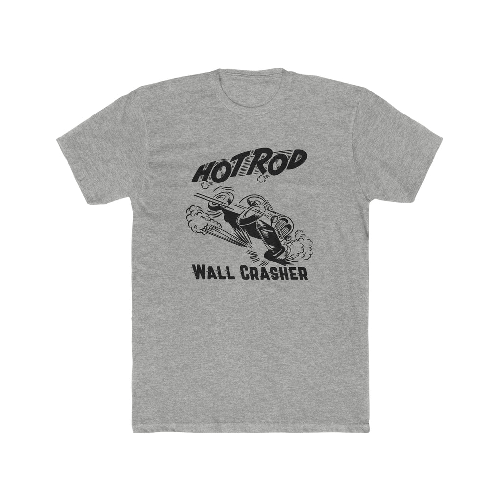 Hot Rod Wall Crasher Men's Premium Cotton T-shirt in Assorted Colors Heather Grey