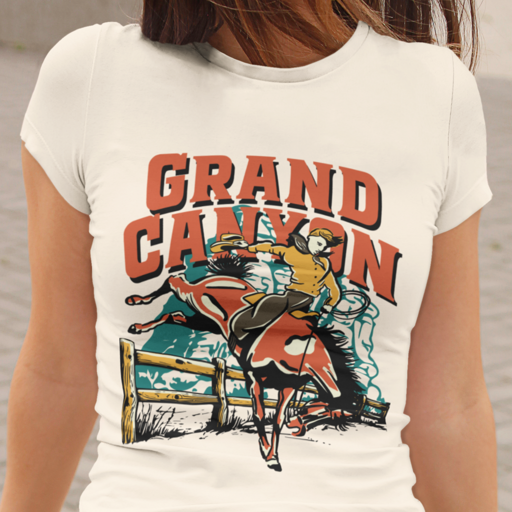 Grand Canyon Cowboy Ladies Cream T-shirt