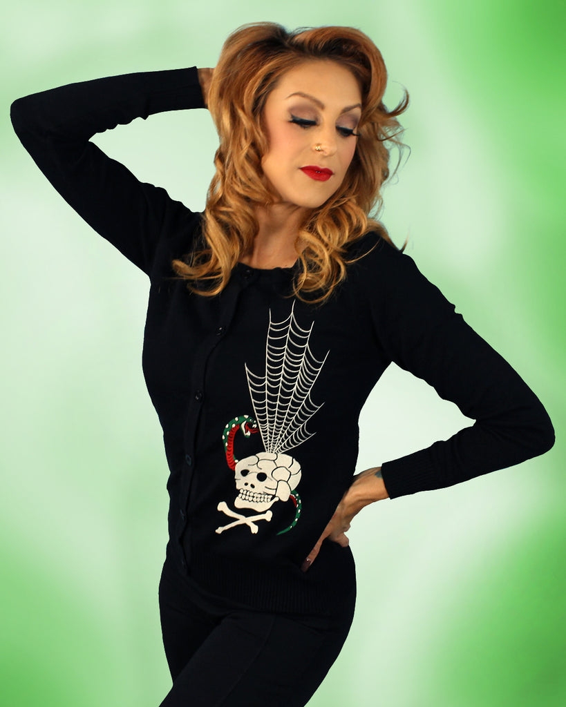 Skull Web Souvenir Style Ladies Cardigan