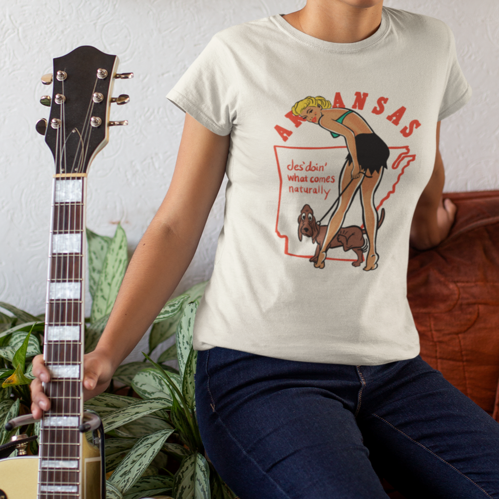 Arkansas Pinup Sexy Hillbilly Gal 1950s Vintage Reproduction Cream Cotton Women's T-shirt