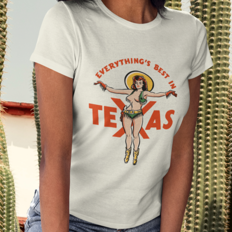 Bigger In Texas Pin Up Ladies T-shirt