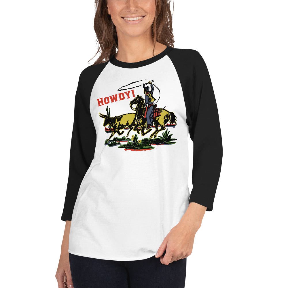 Howdy! Unisex 3/4 Sleeve Raglan T-shirt